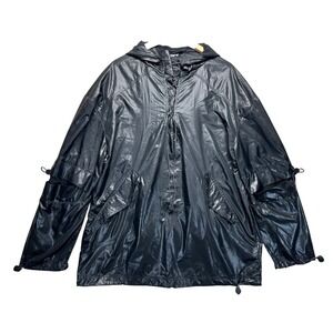 Ivy Park Black Lace Up Anorak Windbreaker Hooded Jacket 29J11PBLK-L Mens Large